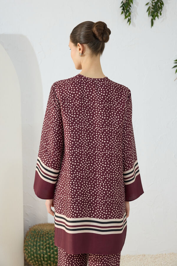 Bordo Desenli Tunik - 6