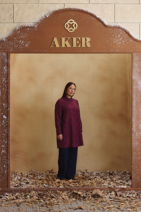 Bordo Desenli Tunik - Aker (1)
