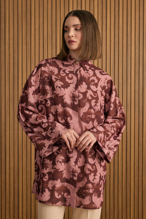 Bordo Desenli Tunik - Aker