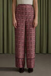 Bordo Desenli Viscon Beli Lastikli Pantolon - 2
