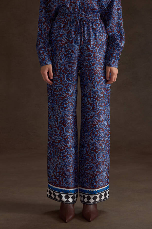 Bordo Desenli Viscon Pantolon - Aker (1)