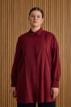 Bordo Dikiş Detaylı Tunik 