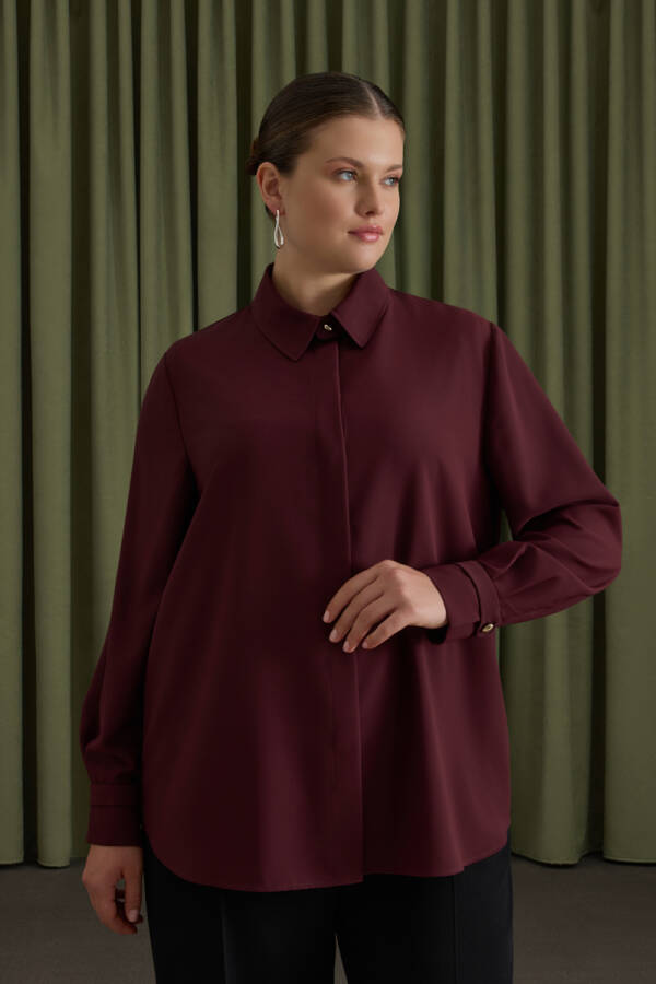 Bordo Dokuma Bluz - Aker