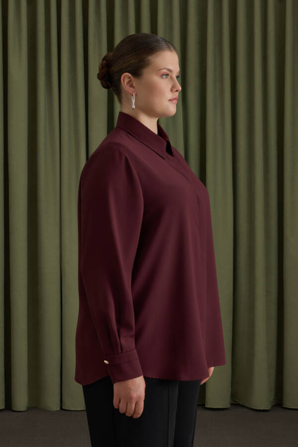 Bordo Dokuma Bluz - 4