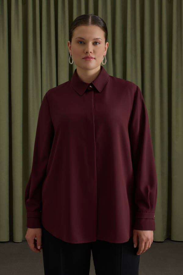 Bordo Dokuma Bluz - Aker (1)