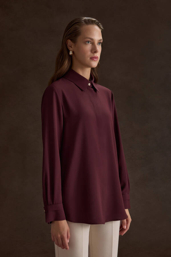 Bordo Dokuma Bluz - Aker (1)