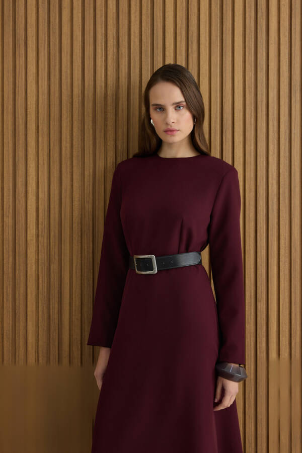Bordo Dokuma Elbise - Aker (1)