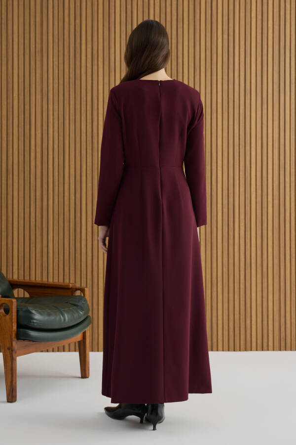 Bordo Dokuma Elbise - 5