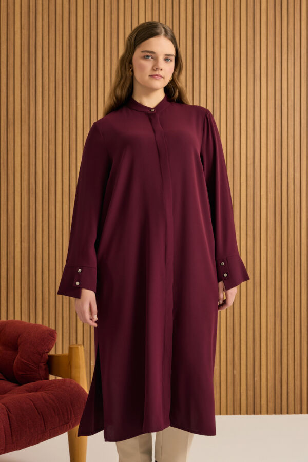 Bordo Dokuma Uzun Tunik - 3