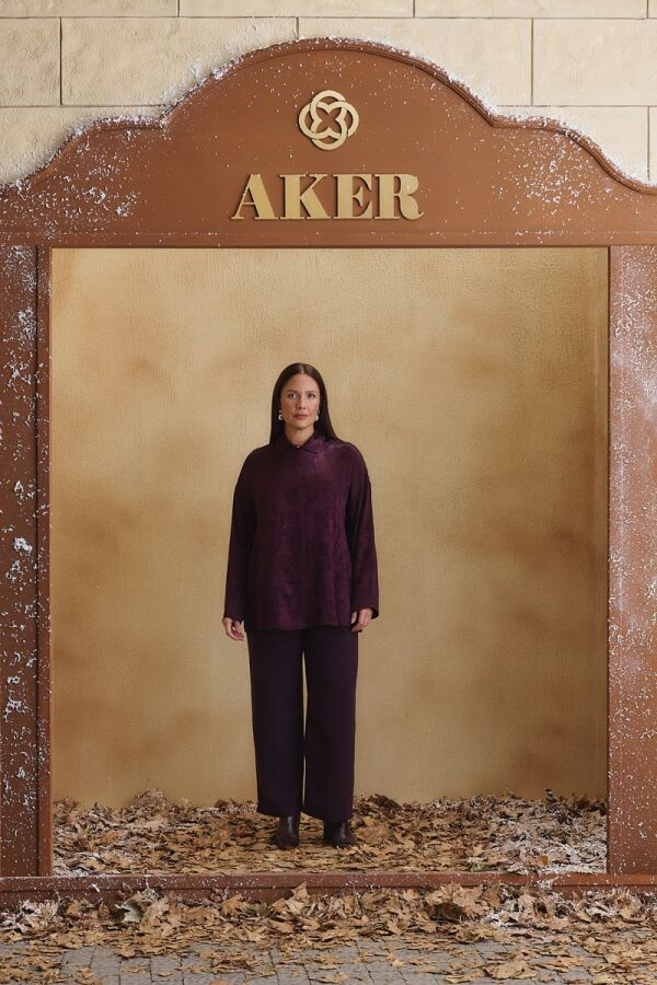 Bordo Dokusu Desenli Rayon Gömlek - Aker