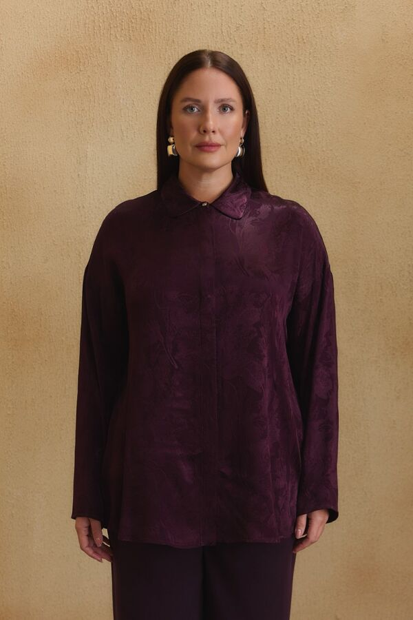 Bordo Dokusu Desenli Rayon Gömlek - Aker (1)