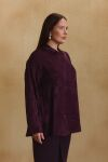 Bordo Dokusu Desenli Rayon Gömlek - 3