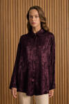 Bordo Dokusu Desenli Rayon Gömlek - 3