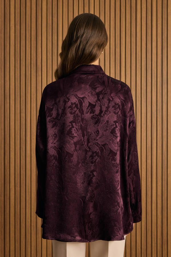 Bordo Dokusu Desenli Rayon Gömlek - 6