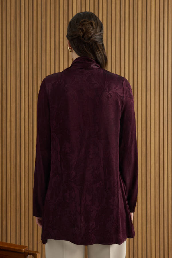 Bordo Dokusu Jakar Desenli Rayon Viscon Tunik - 6