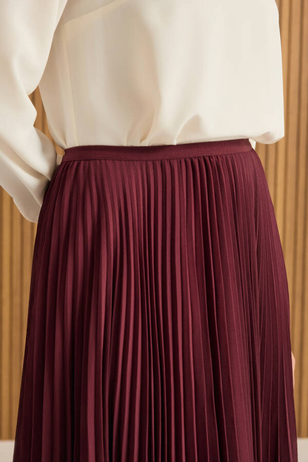 Bordo Etek Ucu Misinalı Piliseli Etek - 4