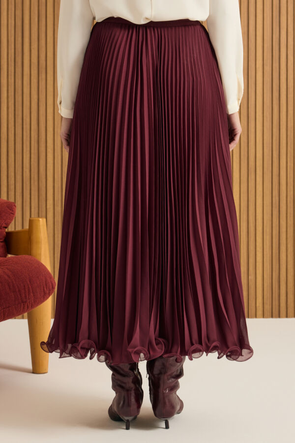 Bordo Etek Ucu Misinalı Piliseli Etek - 6