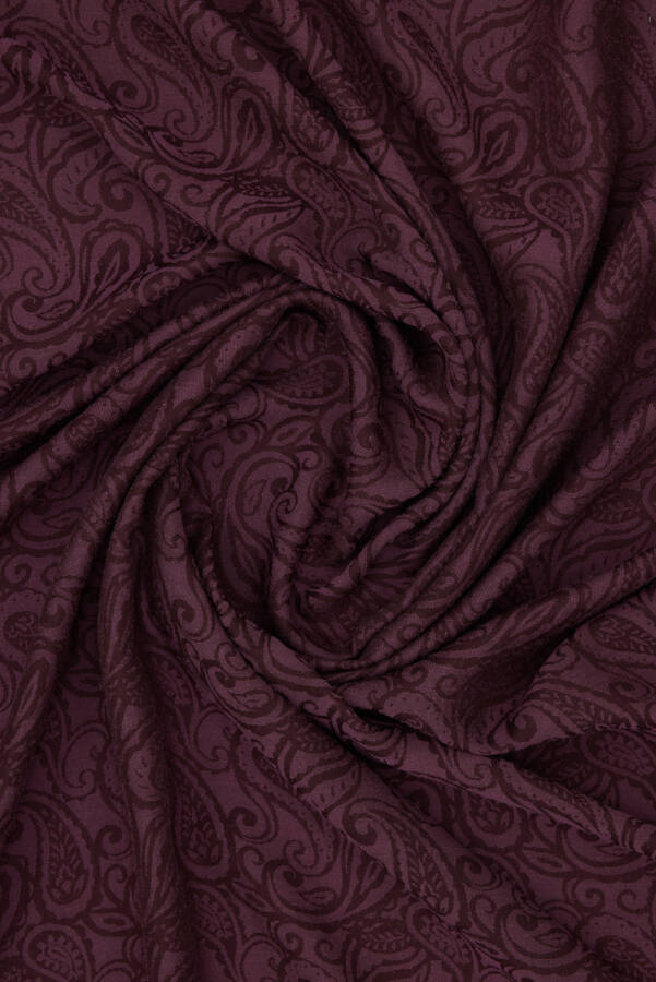 Bordo Etnik Desenli Jakar Şal - 2