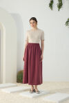 Bordo Geniş Lastik Detaylı Etek - 3