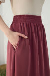 Bordo Geniş Lastik Detaylı Etek - 5