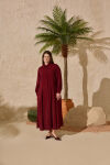 Bordo Godeli Modal Elbise - 1