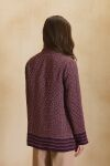 Bordo Hakim Yaka Desenli Bluz - 6