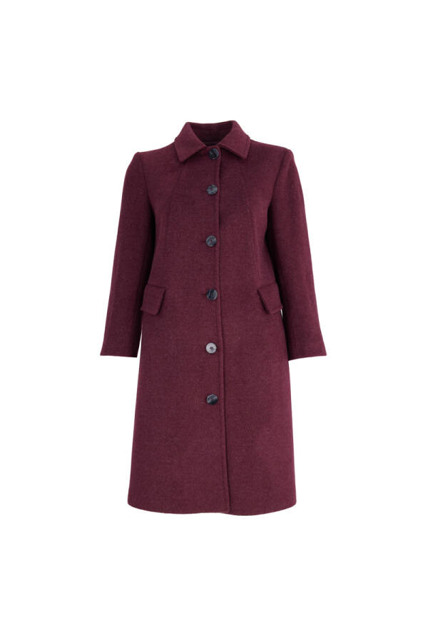 Bordo Klasik Kesim Kaşe Kaban - Aker