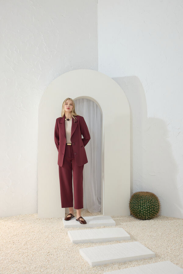 Bordo Klasik Pantolon - Aker