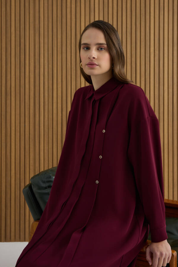 Bordo Koza Logolu Elbise - Aker