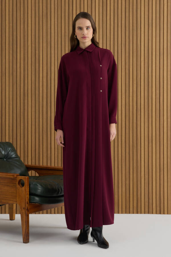 Bordo Koza Logolu Elbise - 3