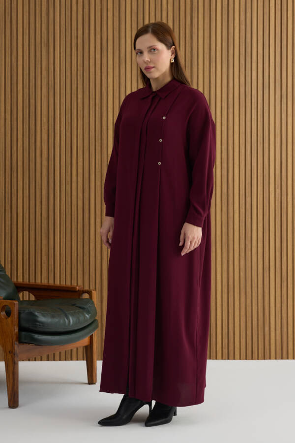 Bordo Koza Logolu Elbise - 4