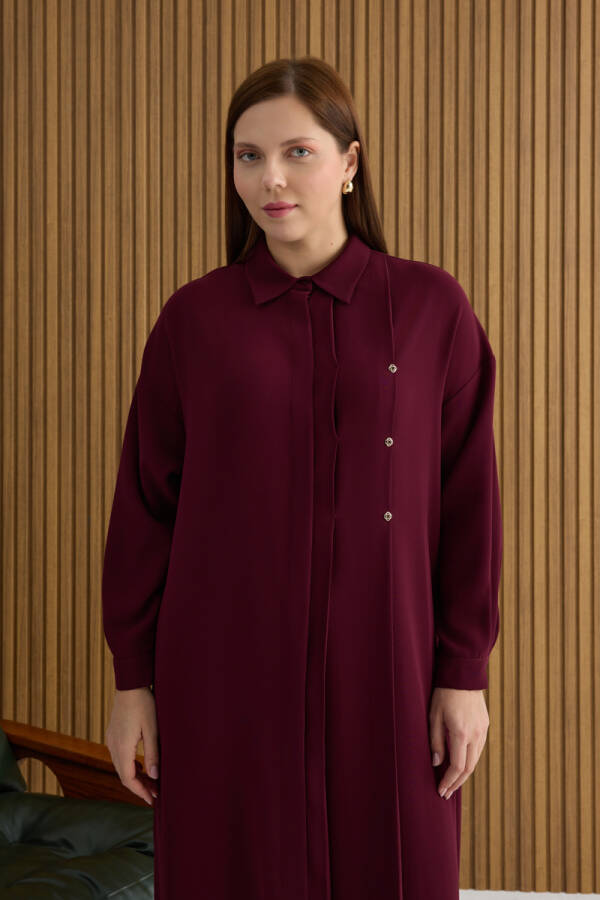 Bordo Koza Logolu Elbise - 5