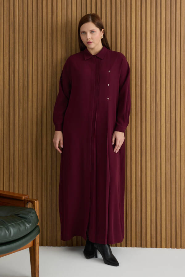 Bordo Koza Logolu Elbise - Aker