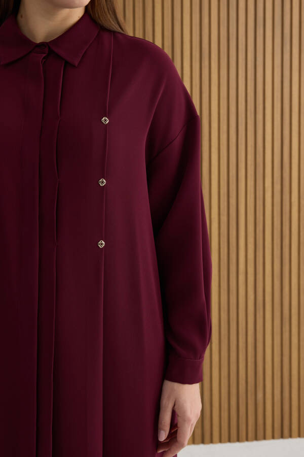 Bordo Koza Logolu Elbise - 6