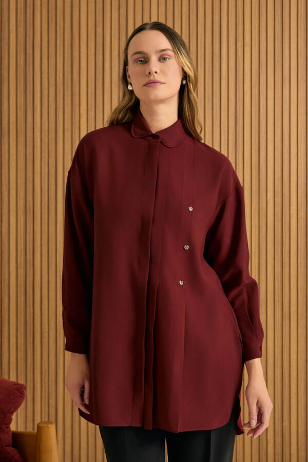 Bordo Koza Logolu Modal Tunik - 2