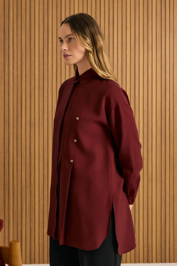 Bordo Koza Logolu Modal Tunik - 4