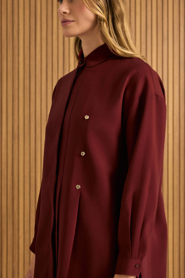 Bordo Koza Logolu Modal Tunik - 5