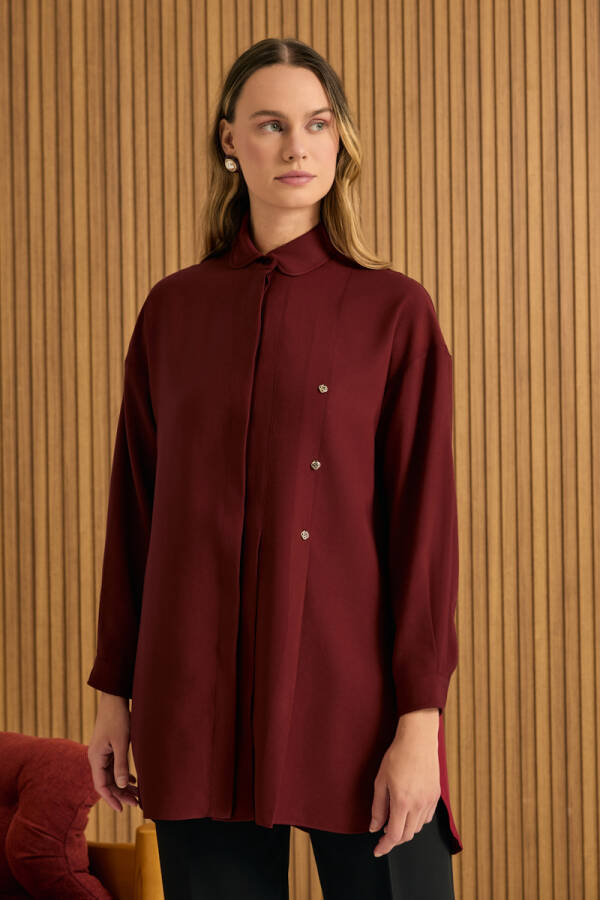 Bordo Koza Logolu Modal Tunik - 1