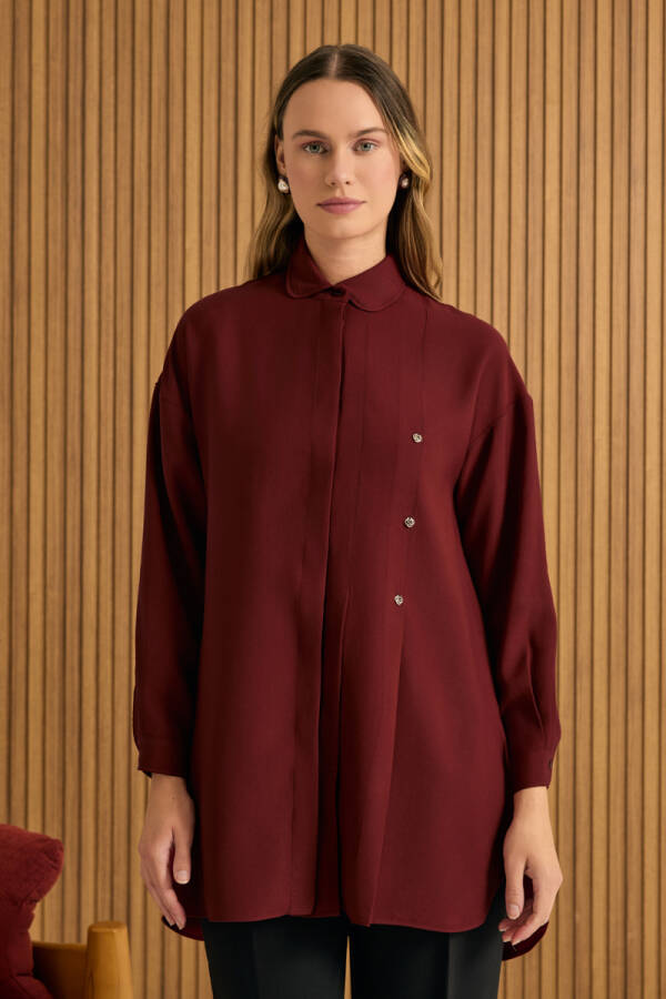 Bordo Koza Logolu Modal Tunik - 3