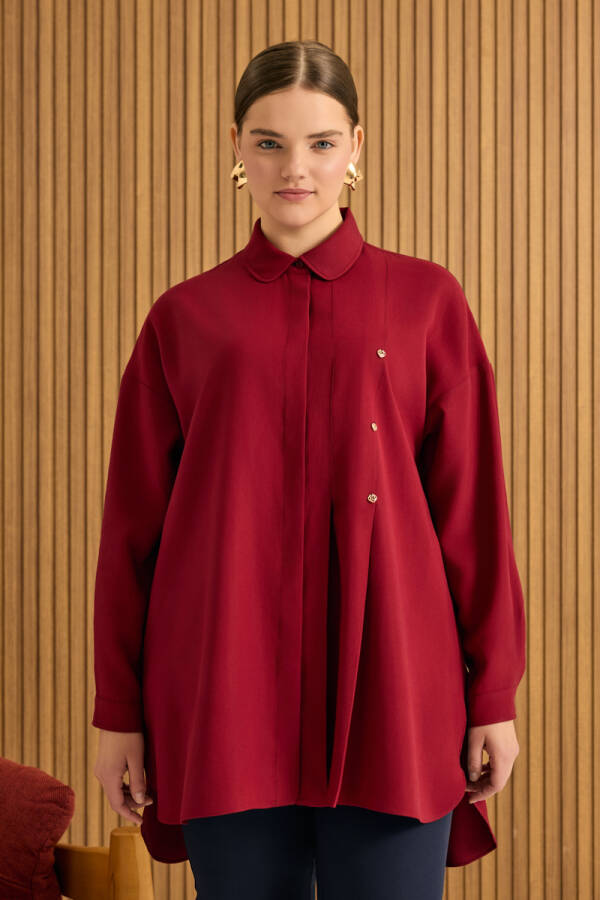 Bordo Koza Logolu Modal Tunik - 4