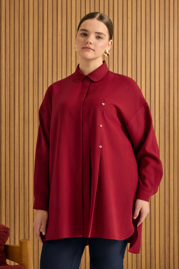 Bordo Koza Logolu Modal Tunik - 2