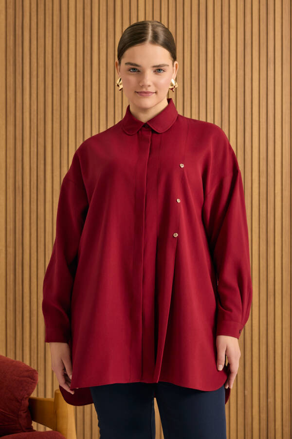 Bordo Koza Logolu Modal Tunik - 3