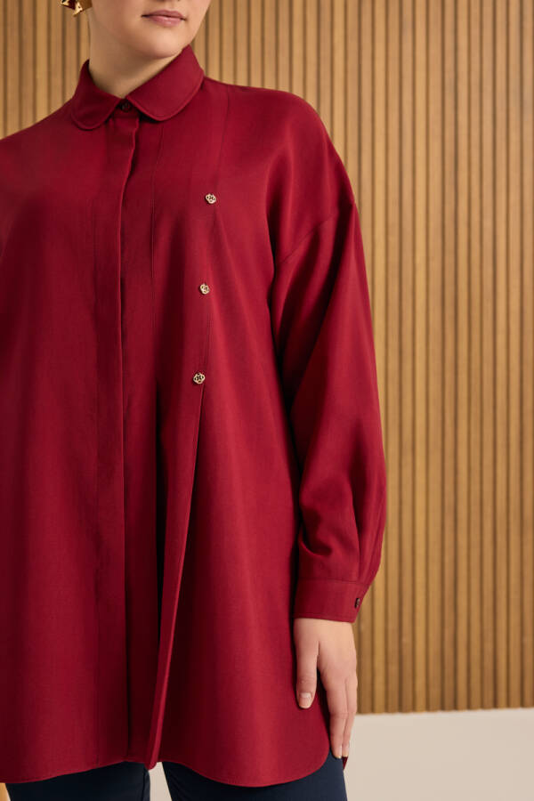 Bordo Koza Logolu Modal Tunik - 5