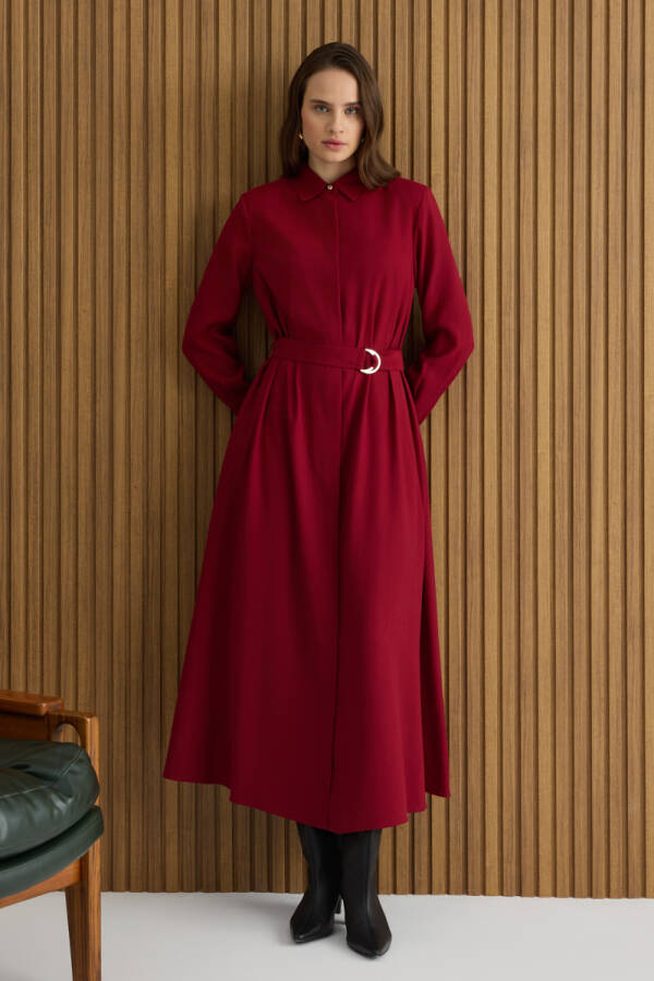 Bordo Metal Tokalı Modal Elbise - Aker (1)