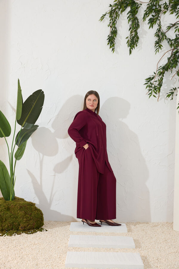 Bordo Nakışlı Takım - Aker