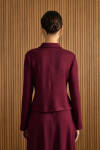 Bordo Önden Fermuarlı Kısa Örme Ceket - 7