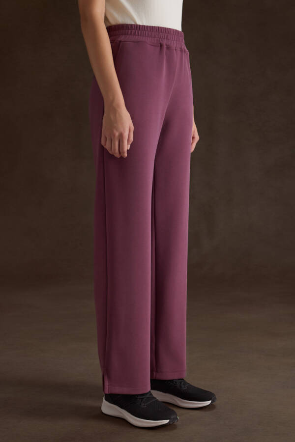 Bordo Örme Modal Beli Lastikli Pantolon - 3