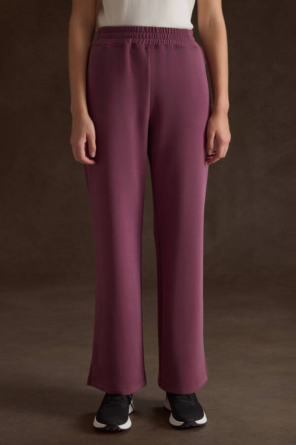 Bordo Örme Modal Beli Lastikli Pantolon - Aker (1)