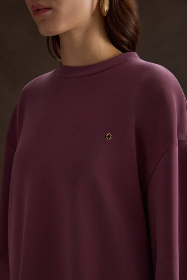 Bordo Örme Modal Sweatshirt - 5