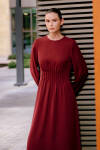 Bordo Pile Detaylı Elbise 